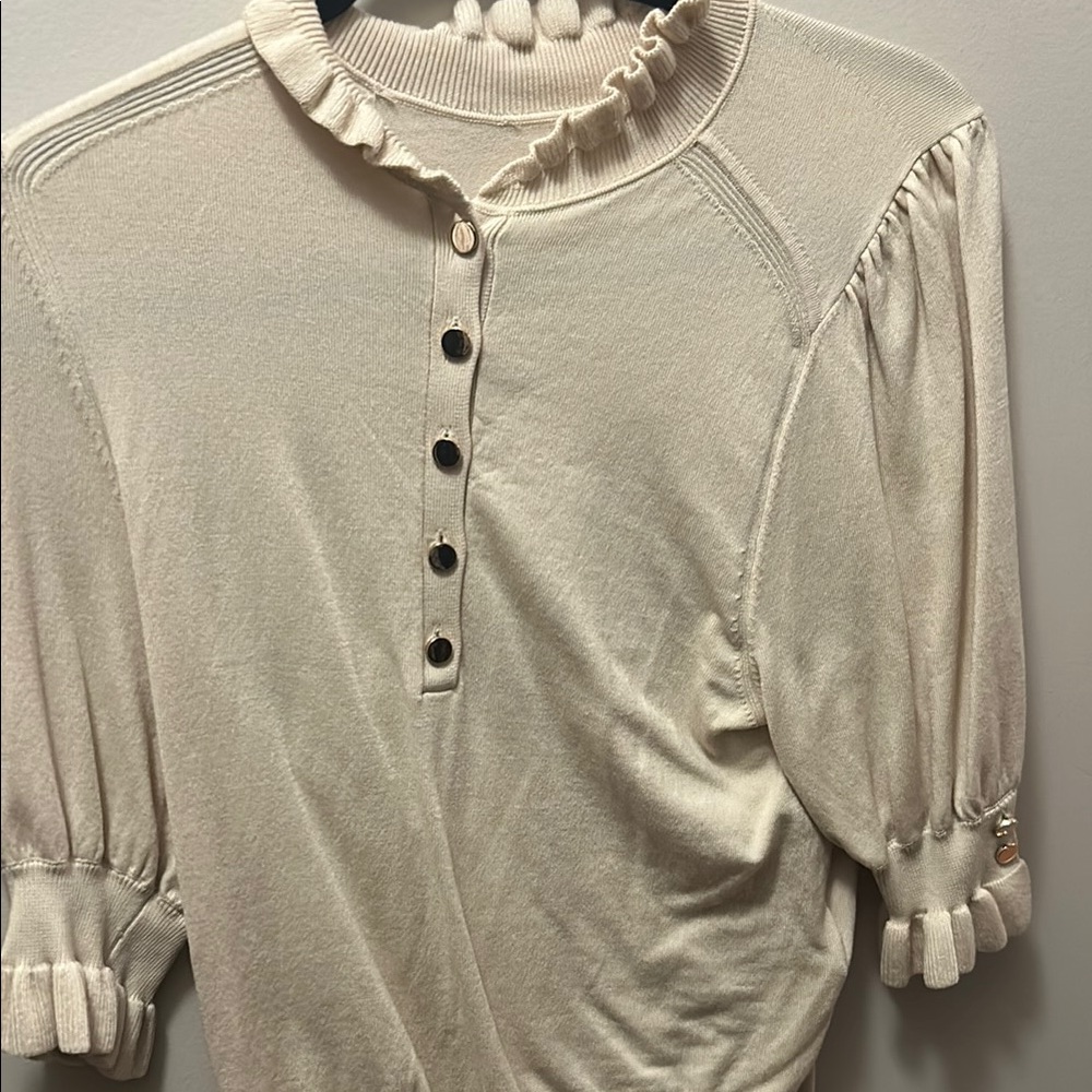 Women's Cream Ruffled Top